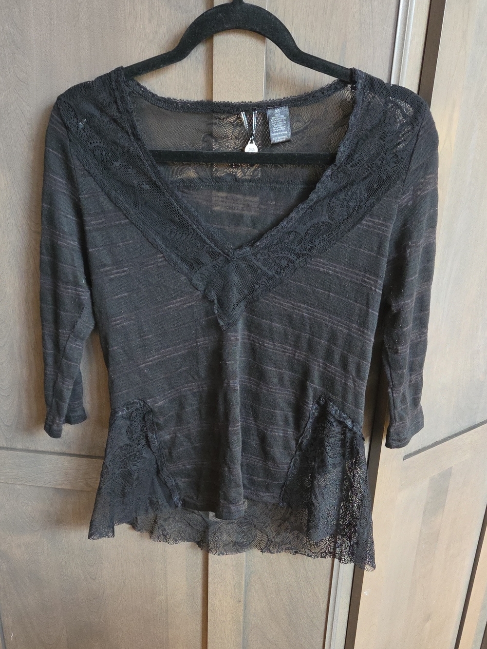 BKE Black V-Neck Lace-Trim Tunic
